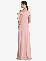 Rear View Thumbnail - Rose - PANTONE Rose Quartz Off-the-Shoulder Tie Detail Maxi Dress with Front Slit