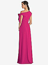 Rear View Thumbnail - Think Pink Off-the-Shoulder Tie Detail Maxi Dress with Front Slit