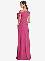 Rear View Thumbnail - Tea Rose Off-the-Shoulder Tie Detail Maxi Dress with Front Slit