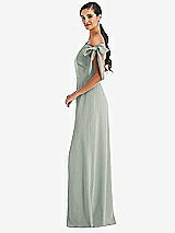 Side View Thumbnail - Willow Green Off-the-Shoulder Tie Detail Maxi Dress with Front Slit