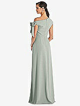 Rear View Thumbnail - Willow Green Off-the-Shoulder Tie Detail Maxi Dress with Front Slit