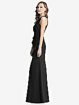 Side View Thumbnail - Black Halter Maxi Dress with Cascade Ruffle Slit