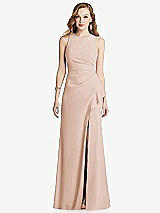 Front View Thumbnail - Cameo Halter Maxi Dress with Cascade Ruffle Slit
