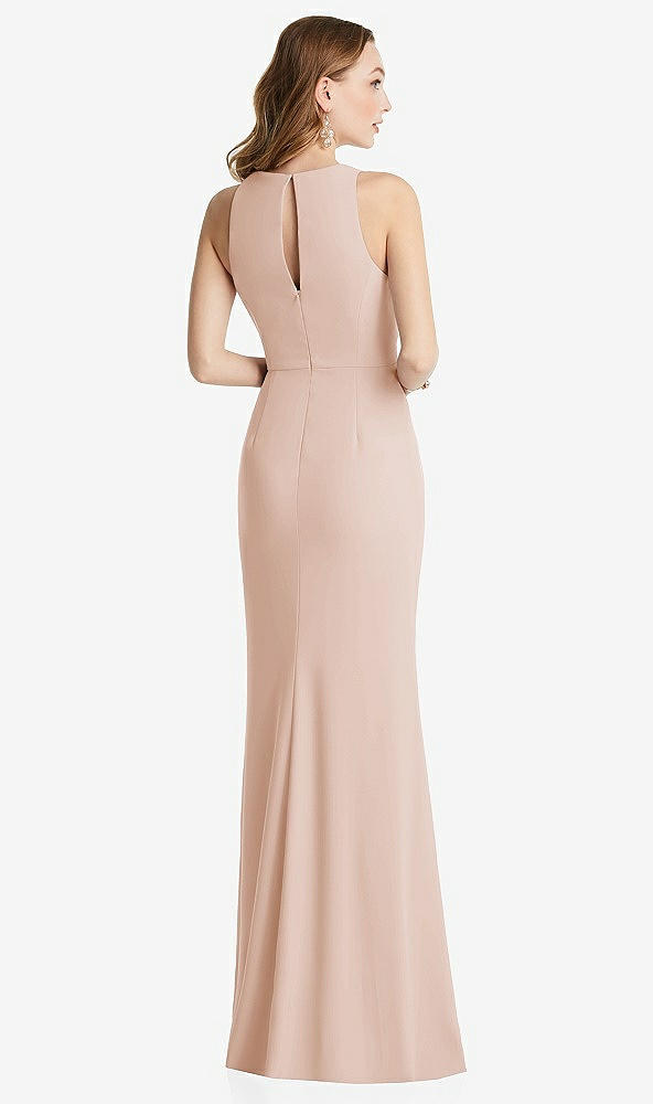 Back View - Cameo Halter Maxi Dress with Cascade Ruffle Slit