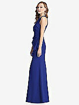 Side View Thumbnail - Cobalt Blue Halter Maxi Dress with Cascade Ruffle Slit
