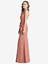 Side View Thumbnail - Desert Rose Halter Maxi Dress with Cascade Ruffle Slit