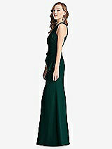 Side View Thumbnail - Evergreen Halter Maxi Dress with Cascade Ruffle Slit