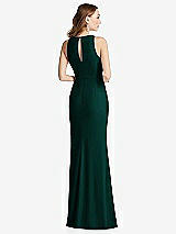 Rear View Thumbnail - Evergreen Halter Maxi Dress with Cascade Ruffle Slit