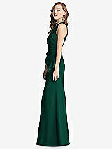 Side View Thumbnail - Hunter Green Halter Maxi Dress with Cascade Ruffle Slit