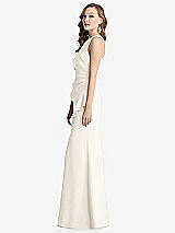 Side View Thumbnail - Ivory Halter Maxi Dress with Cascade Ruffle Slit