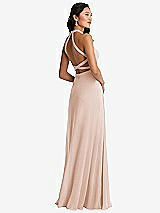 Front View Thumbnail - Cameo Stand Collar Halter Maxi Dress with Criss Cross Open-Back