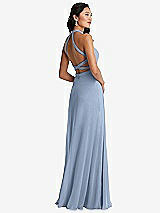 Front View Thumbnail - Cloudy Stand Collar Halter Maxi Dress with Criss Cross Open-Back