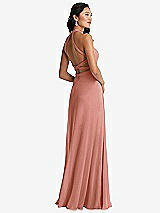 Front View Thumbnail - Desert Rose Stand Collar Halter Maxi Dress with Criss Cross Open-Back