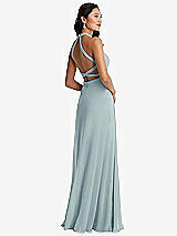 Front View Thumbnail - Morning Sky Stand Collar Halter Maxi Dress with Criss Cross Open-Back