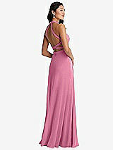 Front View Thumbnail - Orchid Pink Stand Collar Halter Maxi Dress with Criss Cross Open-Back