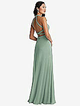 Front View Thumbnail - Seagrass Stand Collar Halter Maxi Dress with Criss Cross Open-Back
