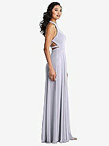 Side View Thumbnail - Silver Dove Stand Collar Halter Maxi Dress with Criss Cross Open-Back