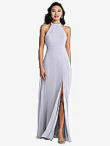 Rear View Thumbnail - Silver Dove Stand Collar Halter Maxi Dress with Criss Cross Open-Back