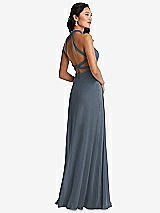 Front View Thumbnail - Silverstone Stand Collar Halter Maxi Dress with Criss Cross Open-Back