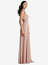 Side View Thumbnail - Toasted Sugar Stand Collar Halter Maxi Dress with Criss Cross Open-Back