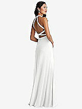Front View Thumbnail - White Stand Collar Halter Maxi Dress with Criss Cross Open-Back