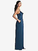 Side View Thumbnail - Dusk Blue Cowl-Neck Spaghetti Strap Maxi Jumpsuit with Pockets