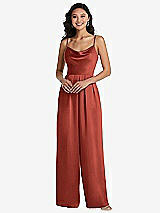 Front View Thumbnail - Amber Sunset Cowl-Neck Spaghetti Strap Maxi Jumpsuit with Pockets