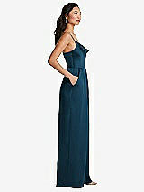 Side View Thumbnail - Atlantic Blue Cowl-Neck Spaghetti Strap Maxi Jumpsuit with Pockets