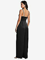 Rear View Thumbnail - Black Cowl-Neck Spaghetti Strap Maxi Jumpsuit with Pockets