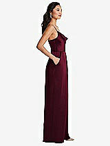 Side View Thumbnail - Cabernet Cowl-Neck Spaghetti Strap Maxi Jumpsuit with Pockets