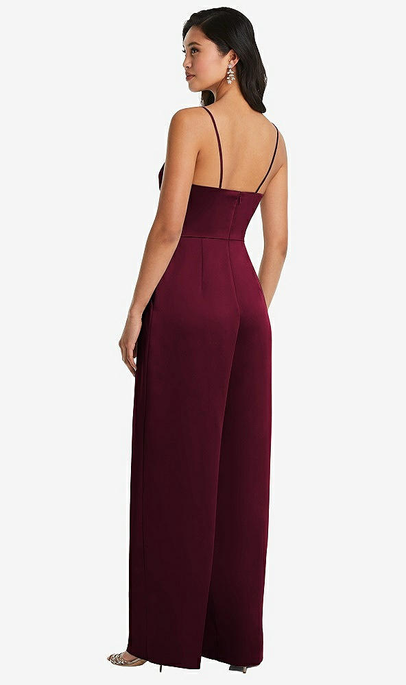 Back View - Cabernet Cowl-Neck Spaghetti Strap Maxi Jumpsuit with Pockets