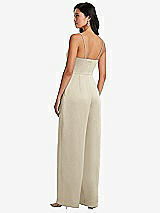 Rear View Thumbnail - Champagne Cowl-Neck Spaghetti Strap Maxi Jumpsuit with Pockets