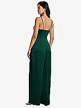 Rear View Thumbnail - Hunter Green Cowl-Neck Spaghetti Strap Maxi Jumpsuit with Pockets