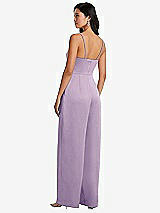 Rear View Thumbnail - Pale Purple Cowl-Neck Spaghetti Strap Maxi Jumpsuit with Pockets