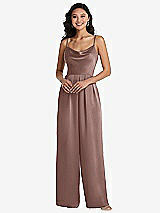 Front View Thumbnail - Sienna Cowl-Neck Spaghetti Strap Maxi Jumpsuit with Pockets