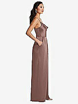 Side View Thumbnail - Sienna Cowl-Neck Spaghetti Strap Maxi Jumpsuit with Pockets