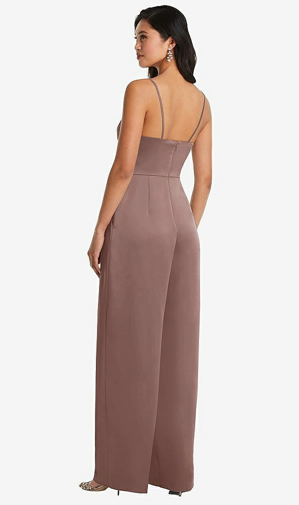 Back View - Sienna Cowl-Neck Spaghetti Strap Maxi Jumpsuit with Pockets