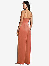 Rear View Thumbnail - Terracotta Copper Cowl-Neck Spaghetti Strap Maxi Jumpsuit with Pockets