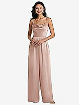 Front View Thumbnail - Toasted Sugar Cowl-Neck Spaghetti Strap Maxi Jumpsuit with Pockets