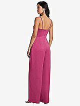 Rear View Thumbnail - Tea Rose Cowl-Neck Spaghetti Strap Maxi Jumpsuit with Pockets