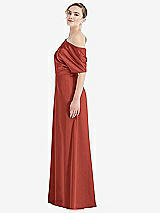Side View Thumbnail - Amber Sunset One-Shoulder Sleeved Blouson Trumpet Gown