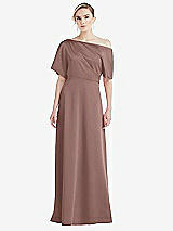 Front View Thumbnail - Sienna One-Shoulder Sleeved Blouson Trumpet Gown