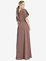 Rear View Thumbnail - Sienna One-Shoulder Sleeved Blouson Trumpet Gown