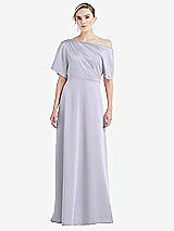 Front View Thumbnail - Silver Dove One-Shoulder Sleeved Blouson Trumpet Gown