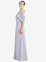 Side View Thumbnail - Silver Dove One-Shoulder Sleeved Blouson Trumpet Gown