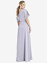 Rear View Thumbnail - Silver Dove One-Shoulder Sleeved Blouson Trumpet Gown