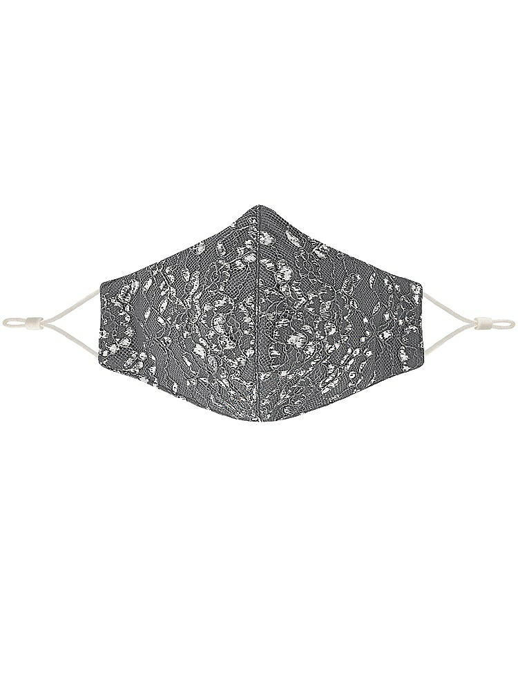 Front View - Charcoal Gray Rococo Lace Reusable Face Mask
