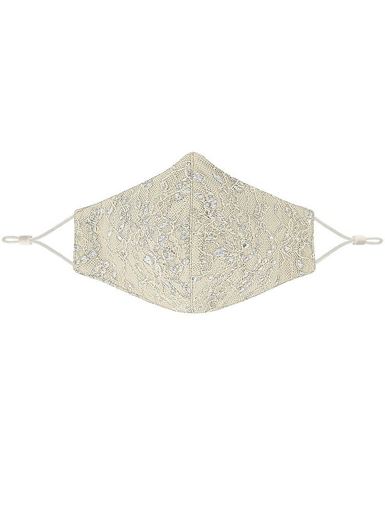 Front View - Champagne Rococo Lace Reusable Face Mask