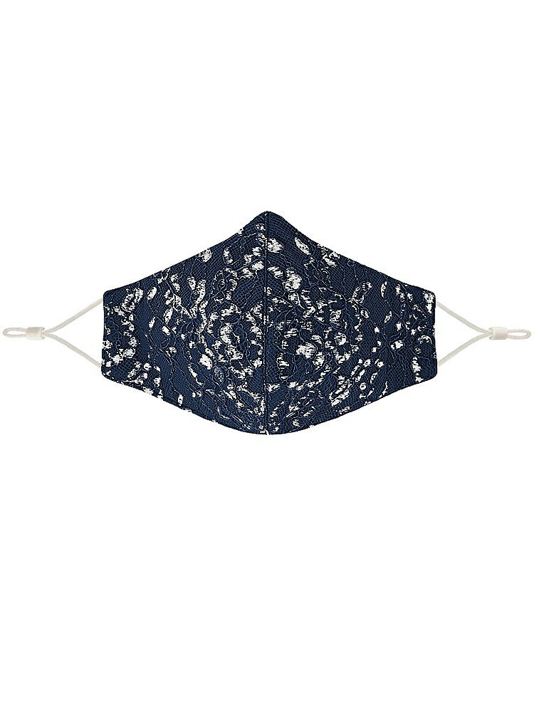 Front View - Midnight Navy Rococo Lace Reusable Face Mask