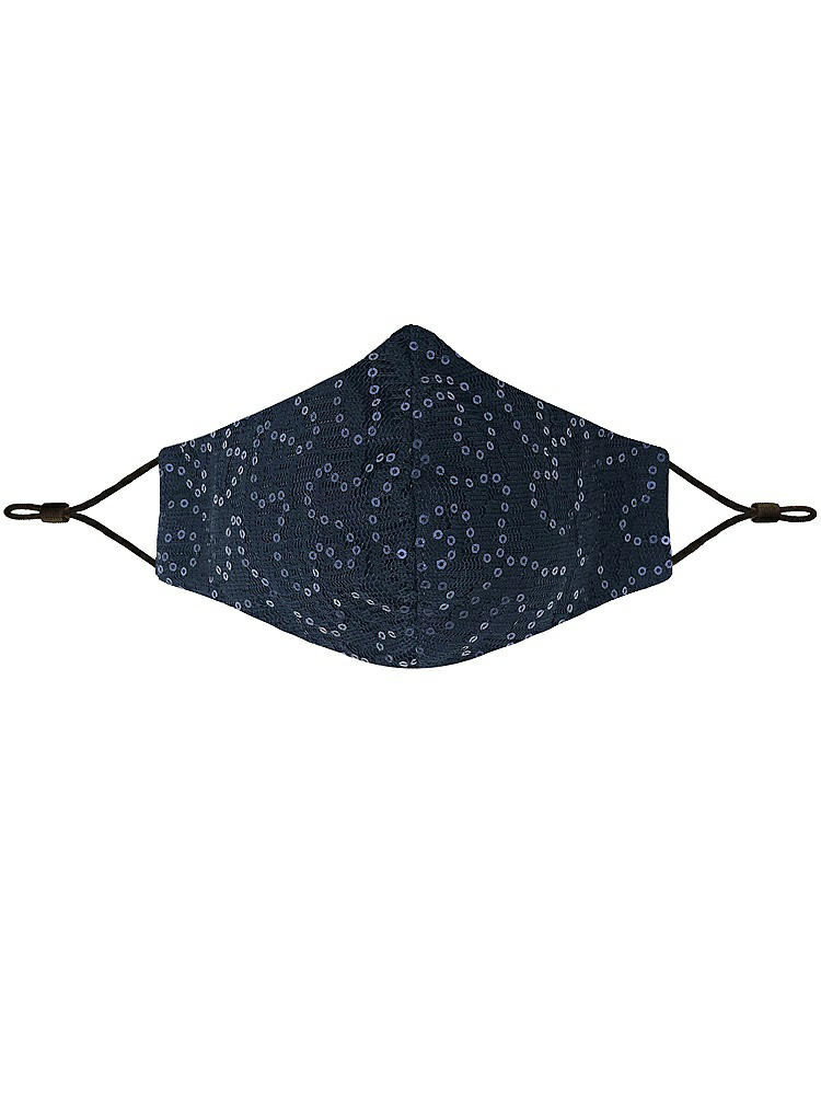 Front View - Midnight Navy Sequin Lace Reusable Face Mask